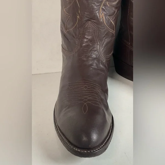 Vintage Nocona Brown Boar Skin Cowboy Boots 13 D Wild Pig